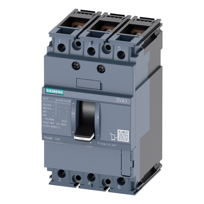 MCCB Siemens 3VA1  3-pole, Icu=16 kA,  In = 2A - 160A