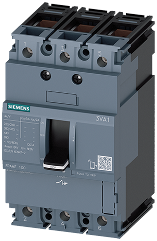 MCCB Siemens 3VA1  3-pole, Icu=36 kA,  In = 2A - 160A